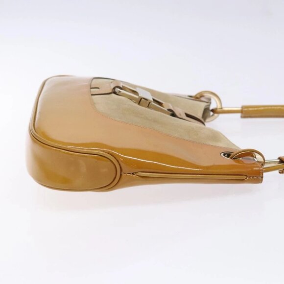 GUCCI Shoulder Bag Suede Beige Gold 001 4150 Auth hk2911 - Picture 5 of 16